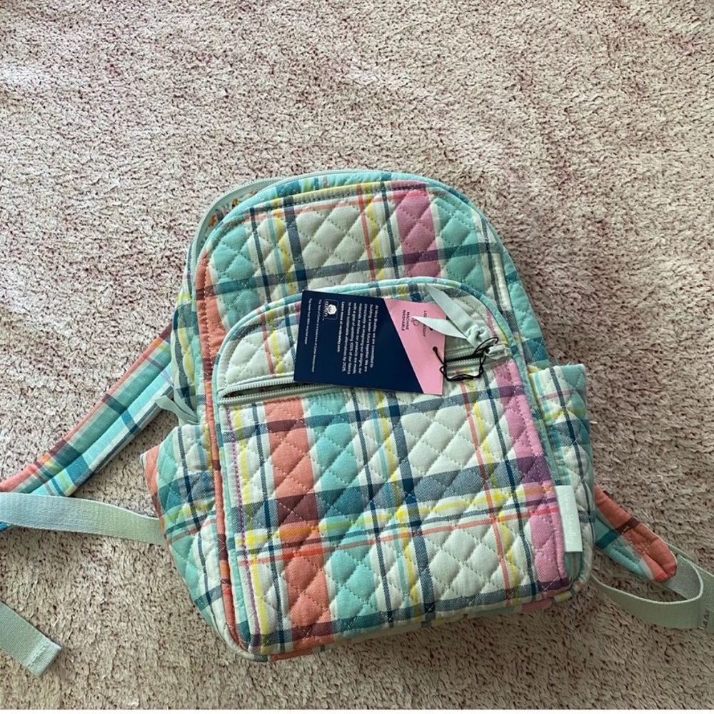 Brand New Vera Bradley Plaid Quilted Women's Backpack